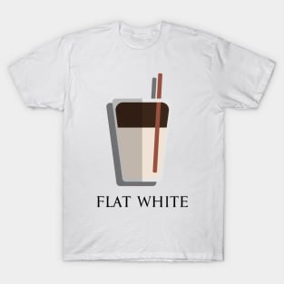 Iced Cold Flat White coffee front view flat design style T-Shirt